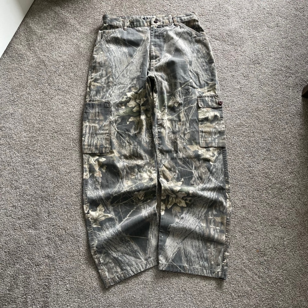 Mens Jerzees Outdoors Cargo Pants M Camo Excellent Tree Bark Utility Trousers